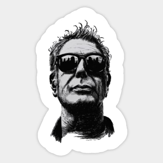 Anthony Bourdain Pencilart Sticker by BUNDALUNA